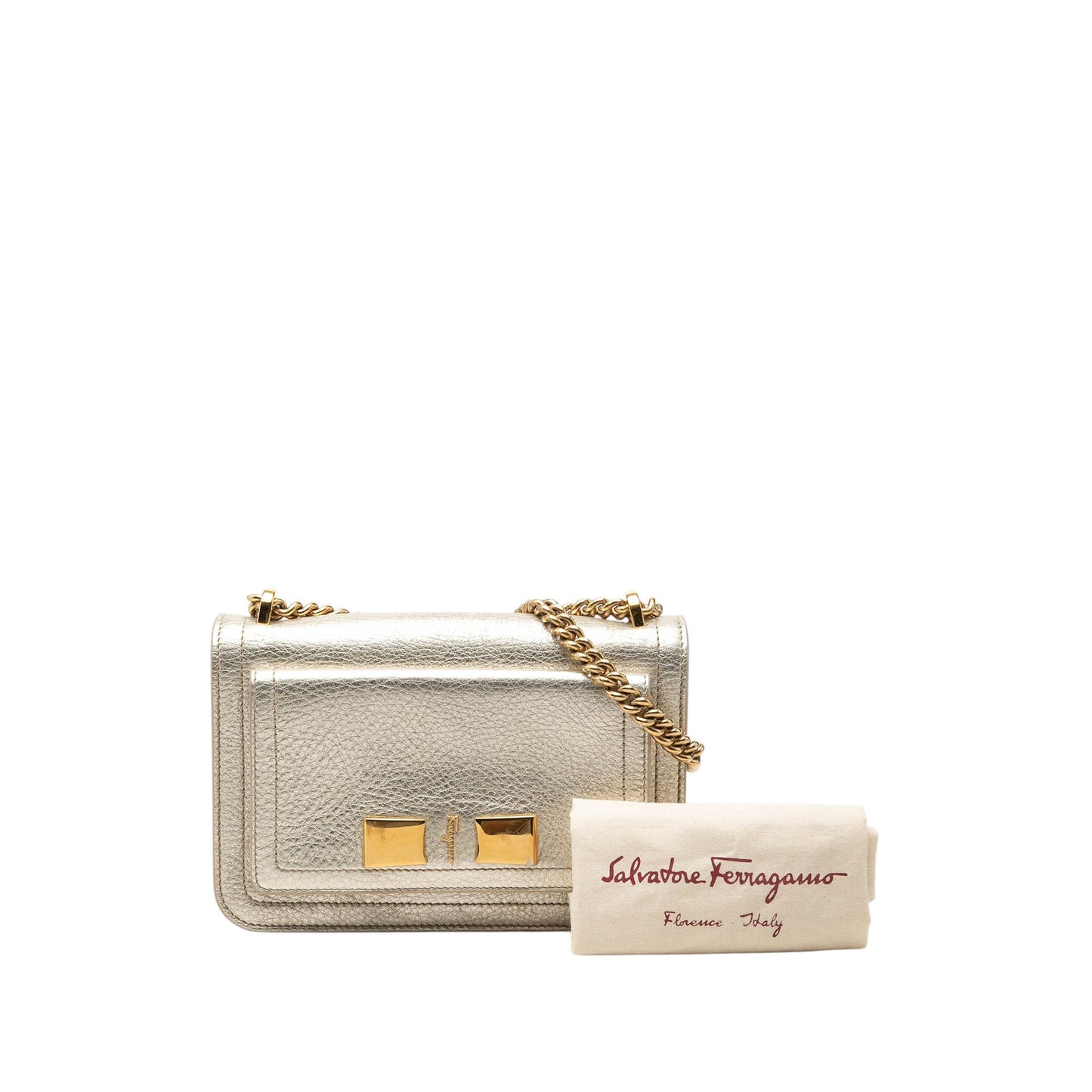 Ferragamo Small Metallic Leather Ginevra Shoulder Bag