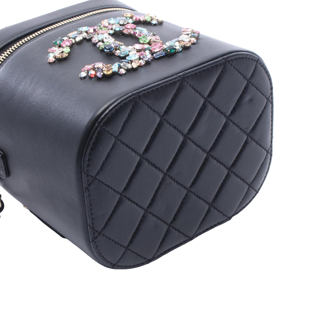 Chanel Lambskin CC Giant Crystal Mania Vanity Case — Black