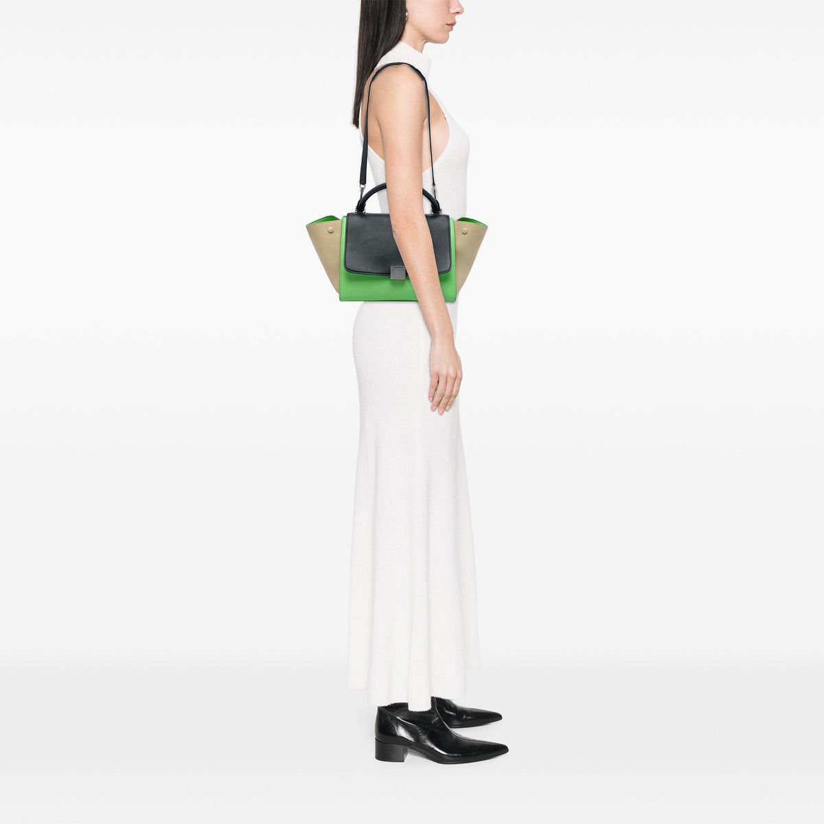 Celine Small Tricolor Leather Trapeze Satchel