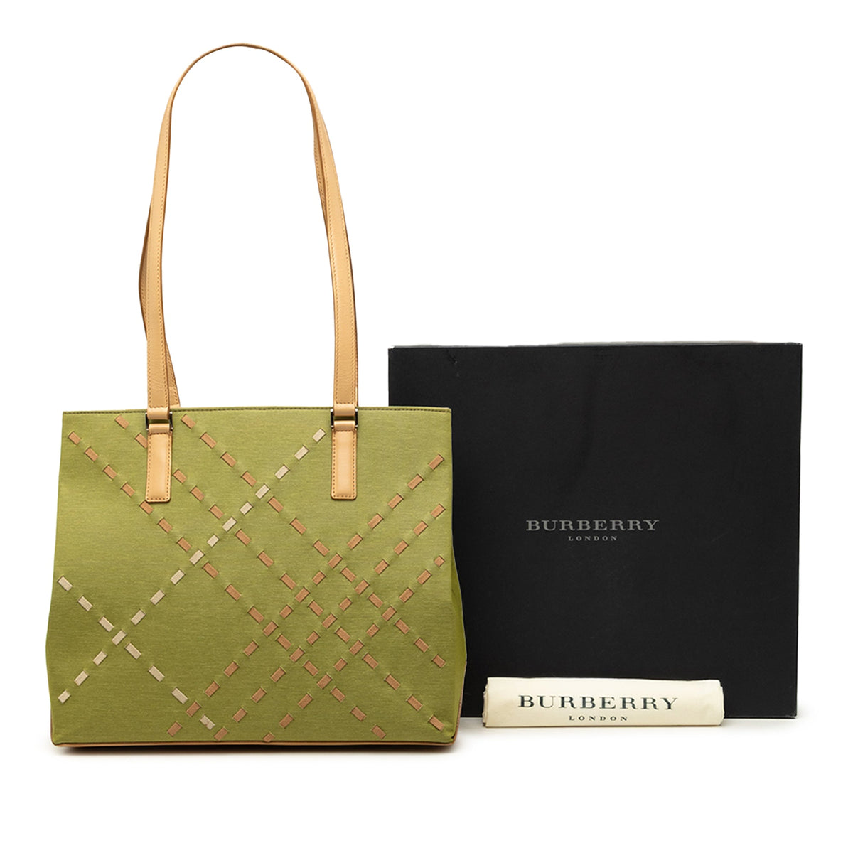 Burberry Stitched Supernova Check Canvas Tote
