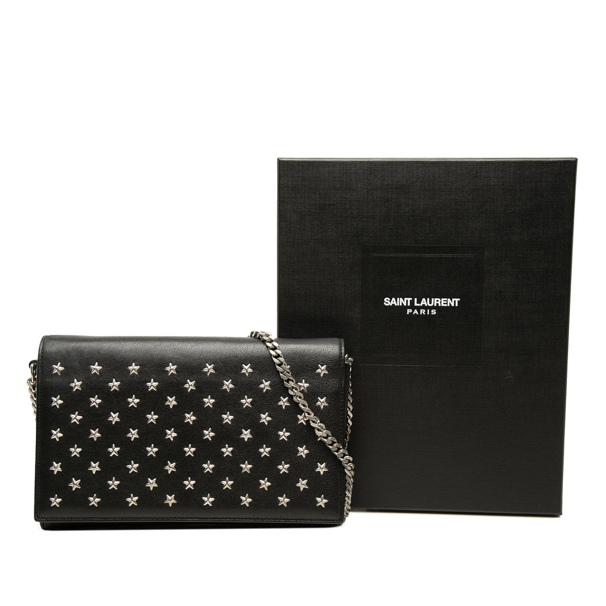 Saint Laurent Calfskin Star Studded Kate Wallet On Chain