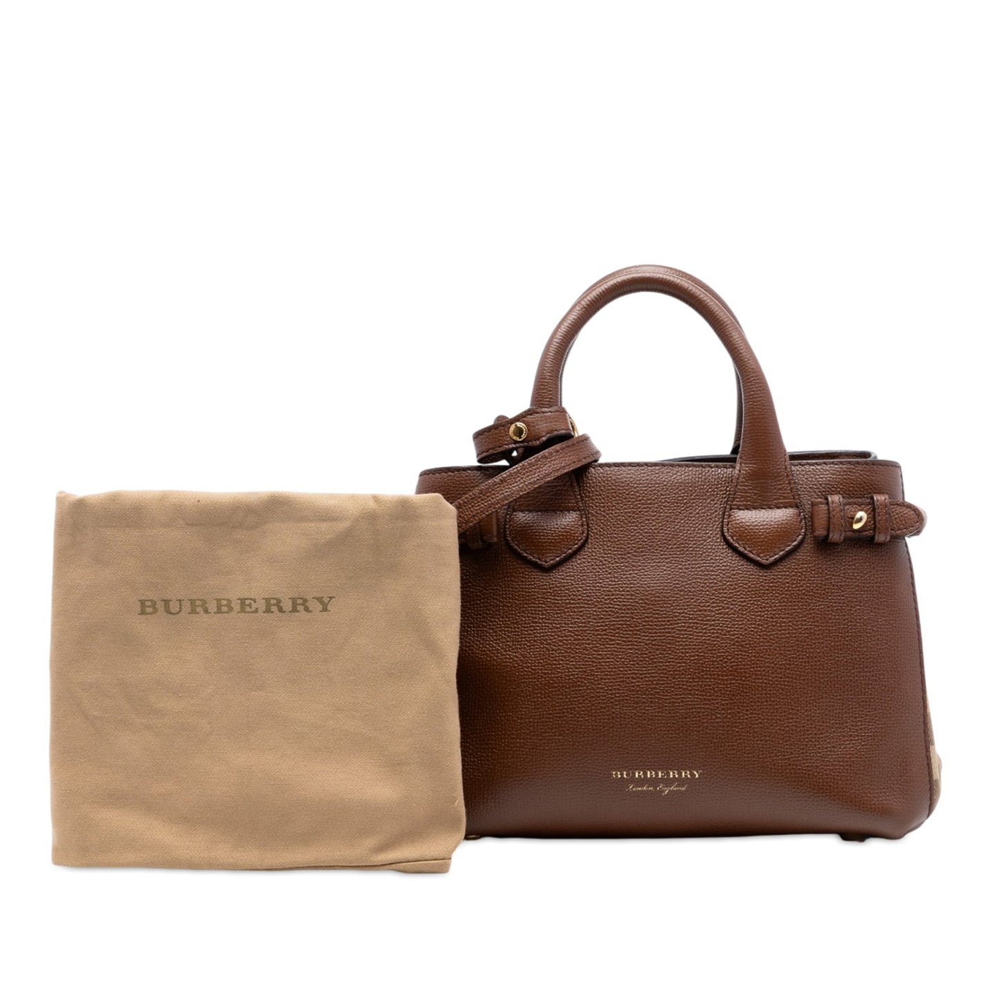 Burberry Small Grainy Calfskin and House Check Banner Satchel