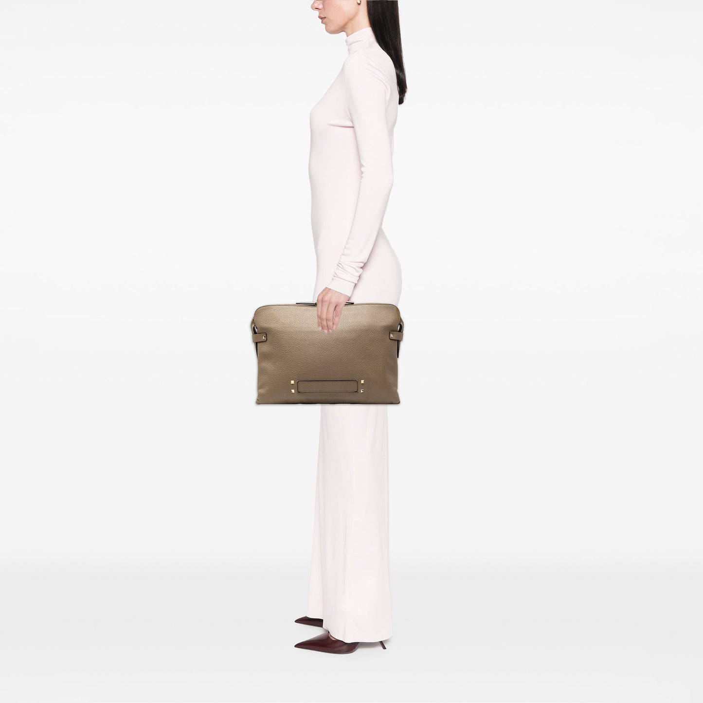 Valentino Grained Calfskin Rockstud Clutch