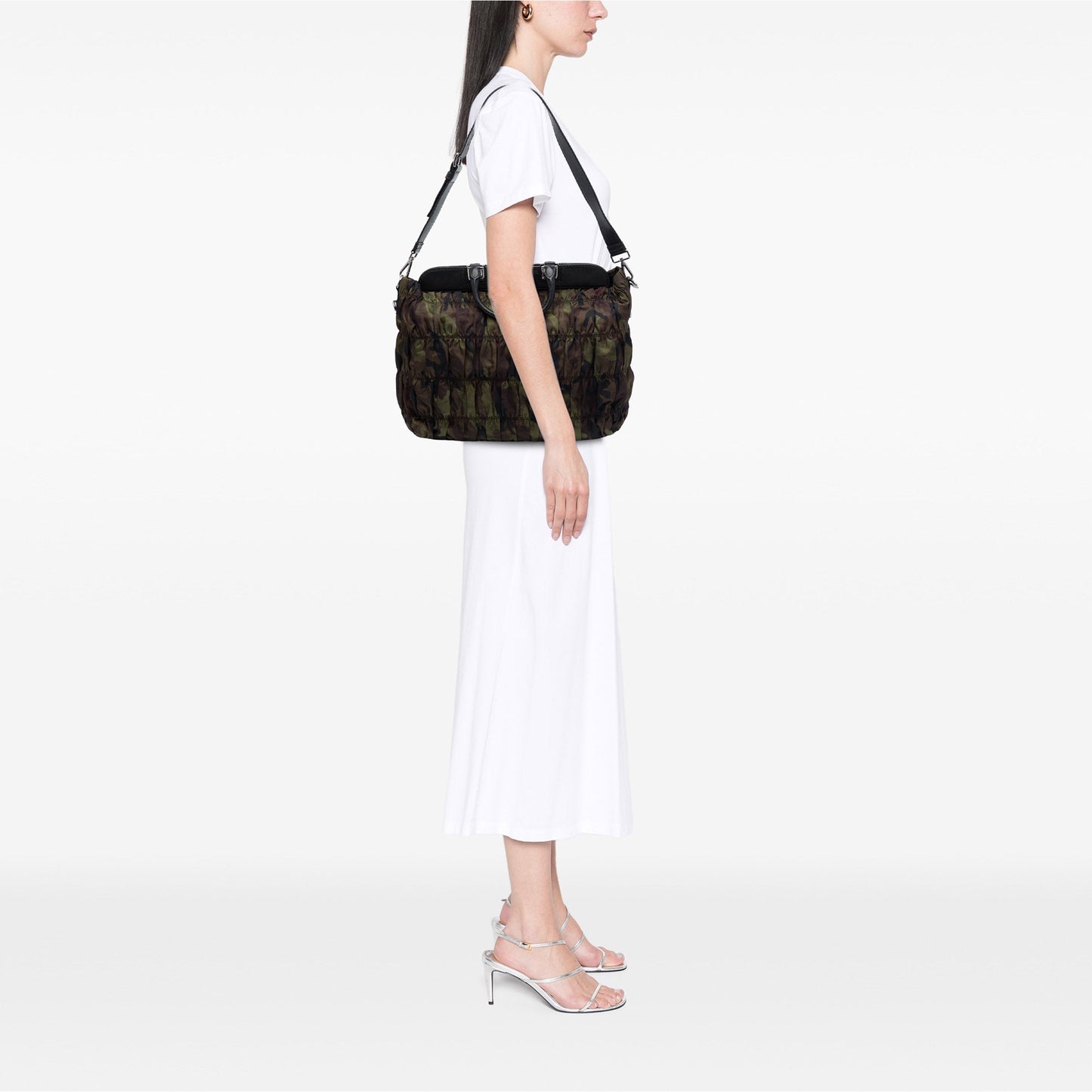 Prada Tessuto Gaufre Camouflage Frame Satchel