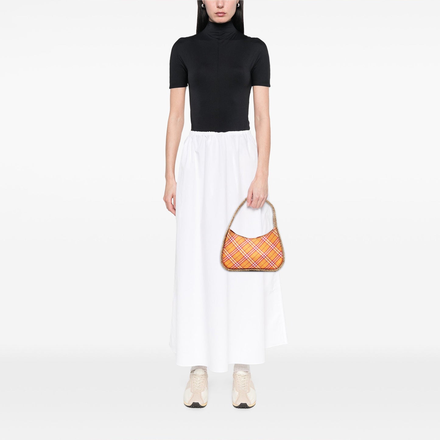 Nova Check Canvas and Raffia Shoulder Bag