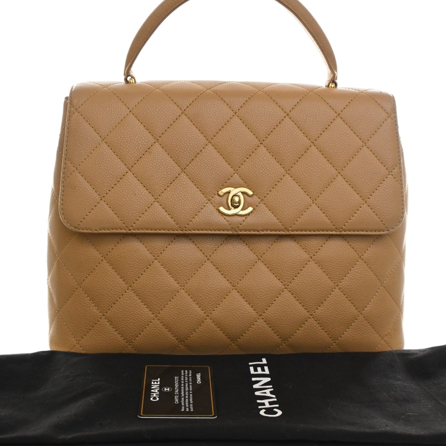 Chanel CC Quilted Caviar Kelly Top Handle Bag