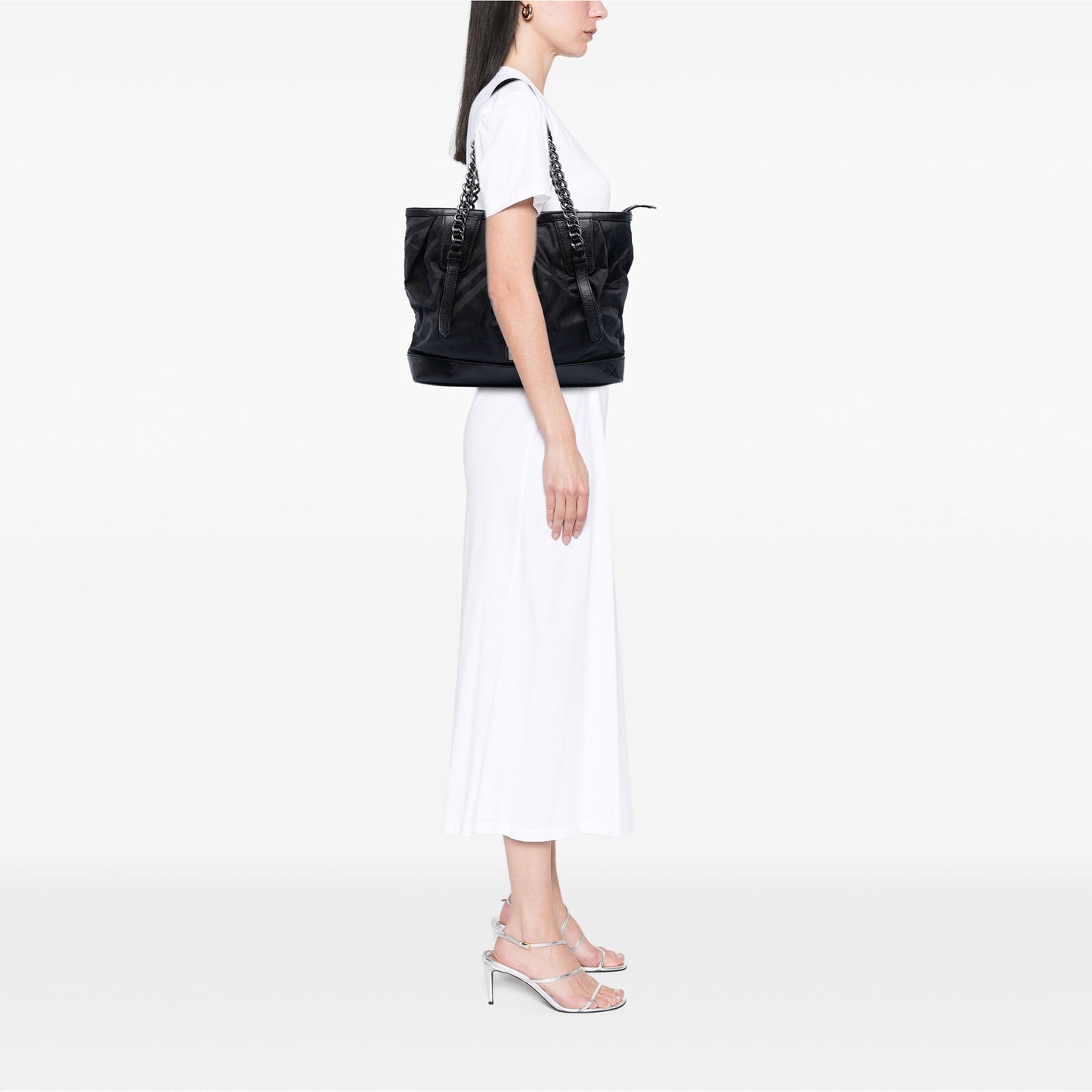 Burberry Tonal Check Nylon Shoulder Bag