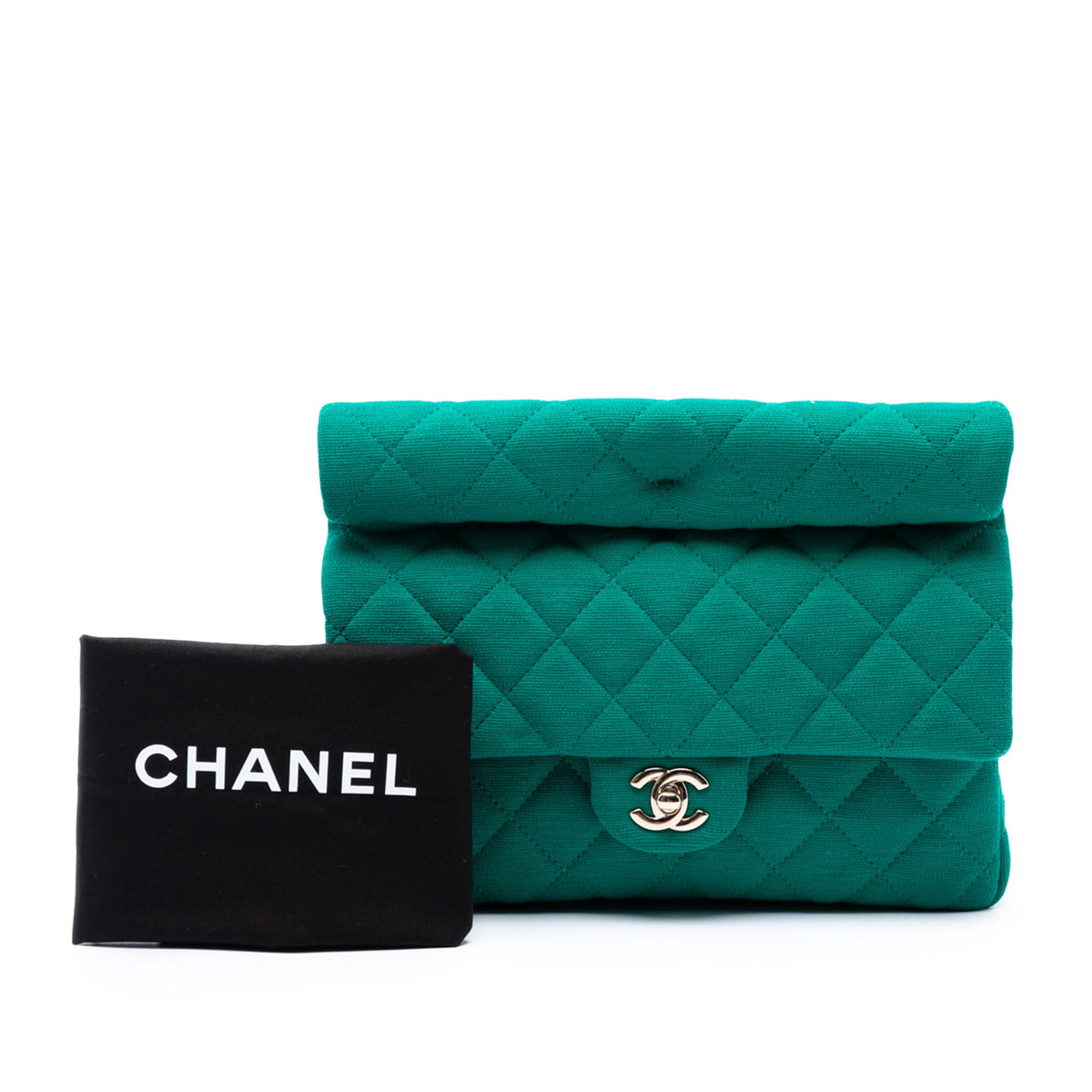 Chanel CC Quilted Jersey Roll Clutch