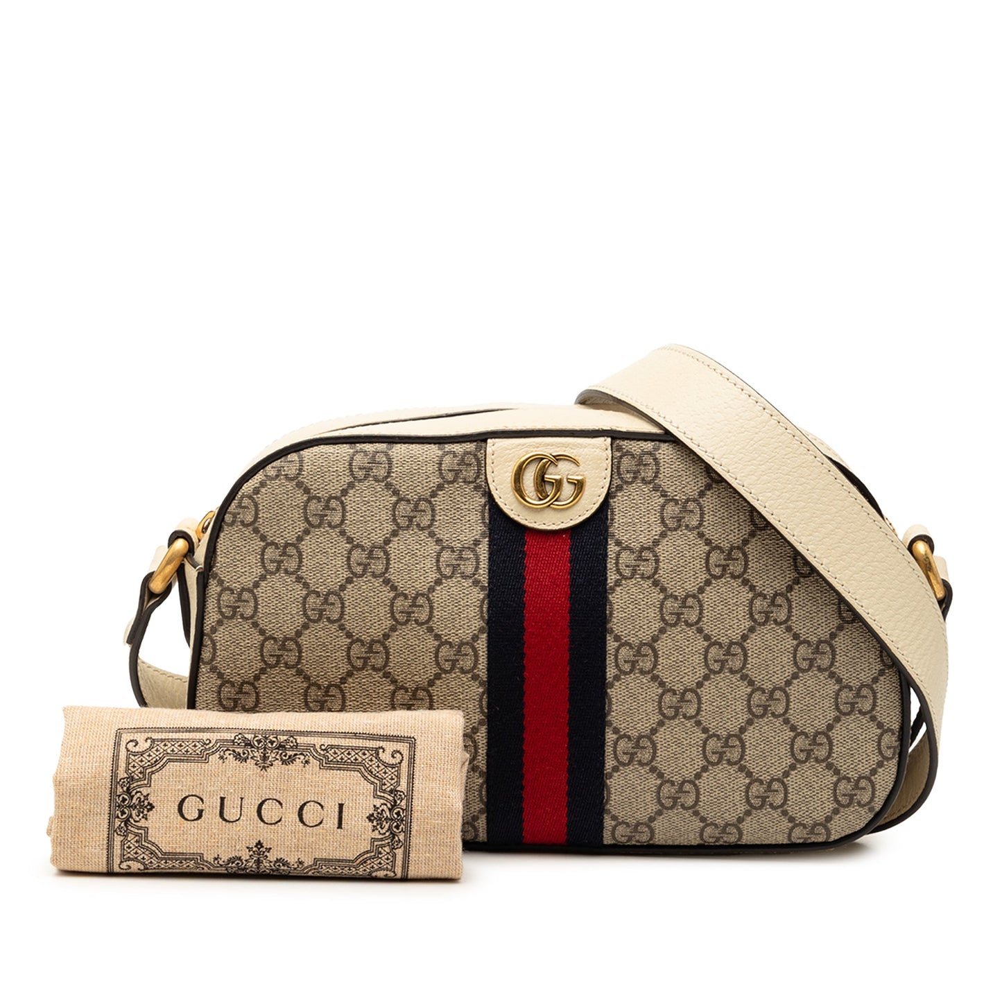 Gucci Small GG Supreme Textured Calfskin Web Ophidia Camera Bag
