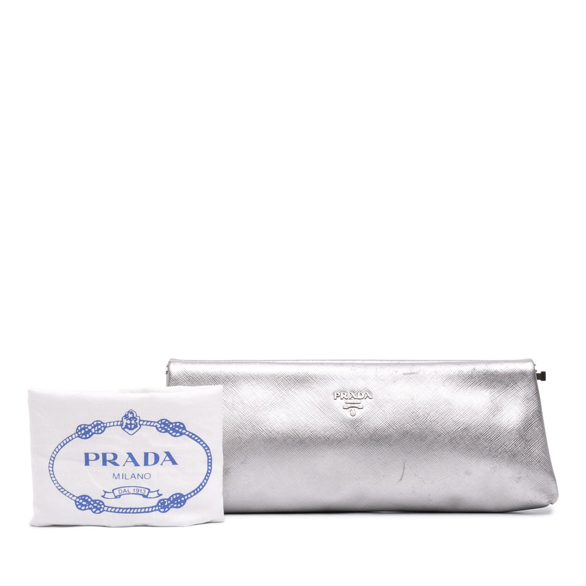 Prada Metallic Saffiano Frame Clutch