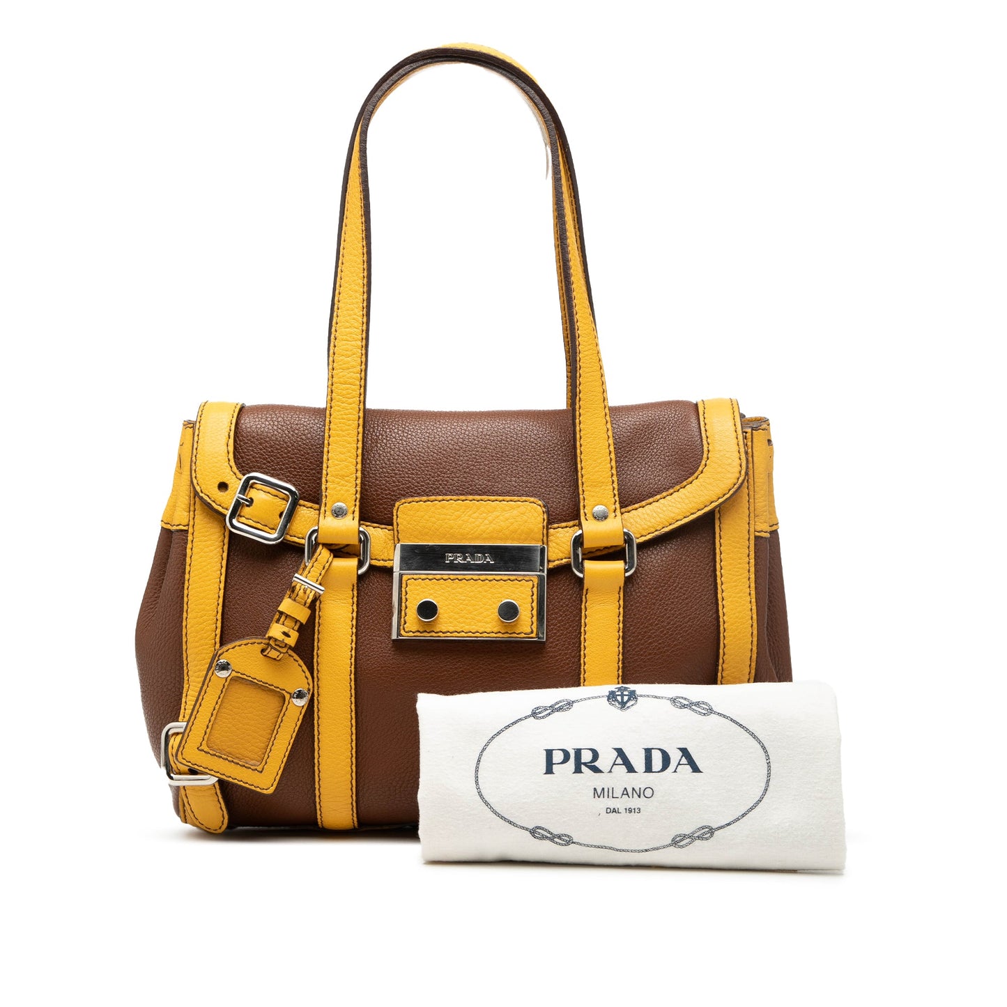 Bicolor Vitello Daino Pushlock Flap Bag
