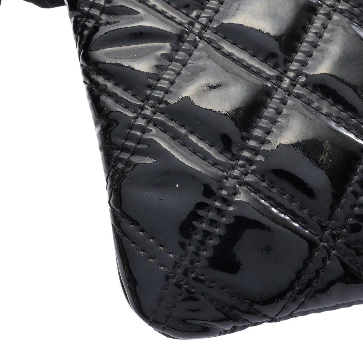 Chanel Medium Quilted Patent Double Stitch O Case Clutch — Black