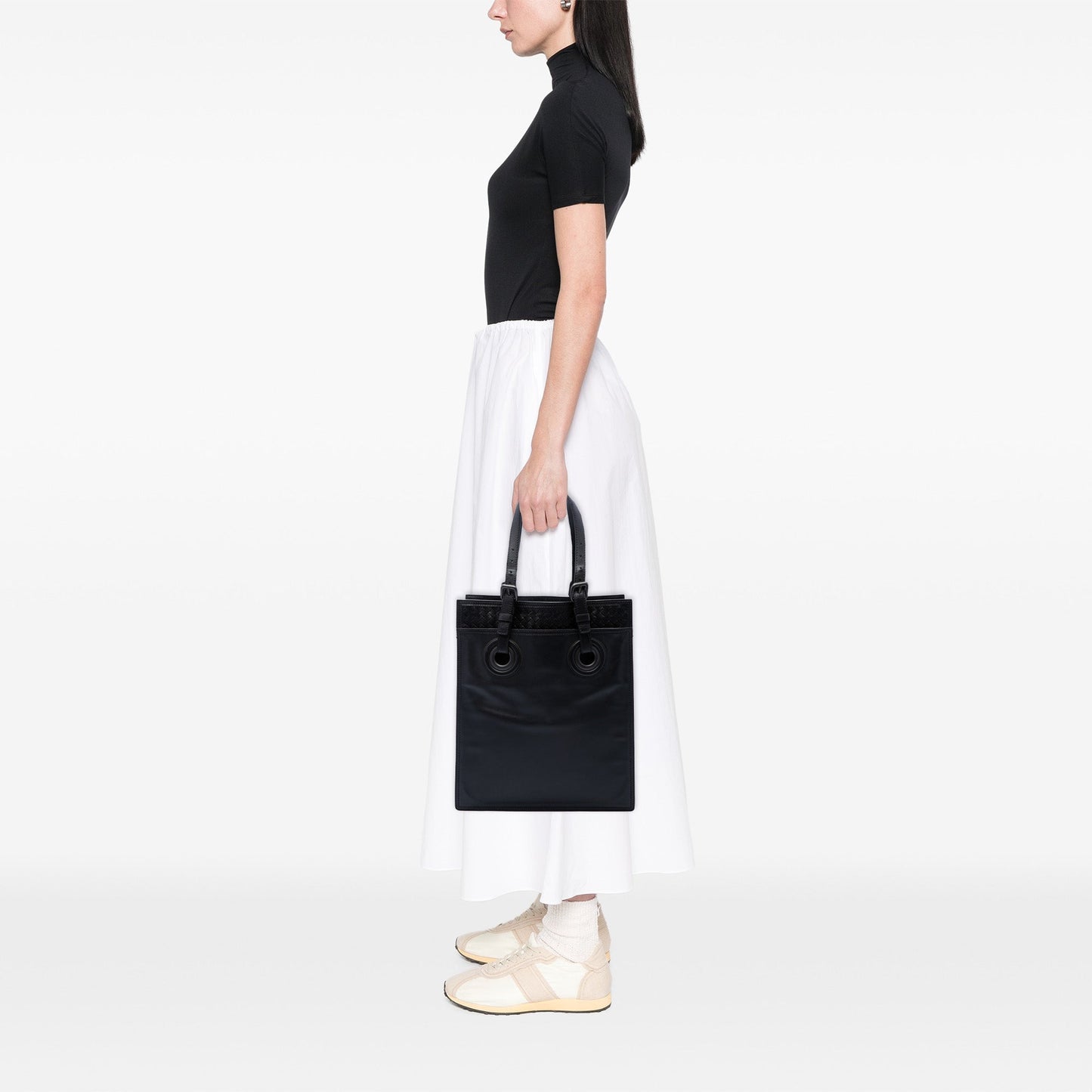 Bottega Veneta Intrecciato Trimmed Leather Oculus Tote