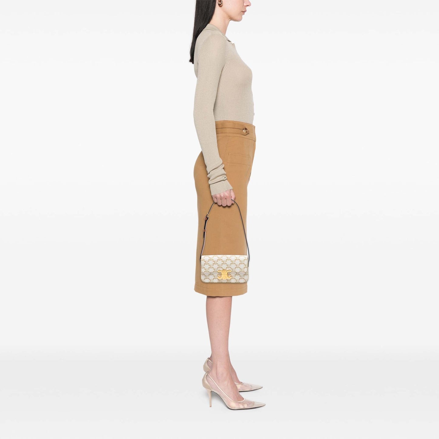 Celine Triomphe Coated Canvas Claude Shoulder Bag