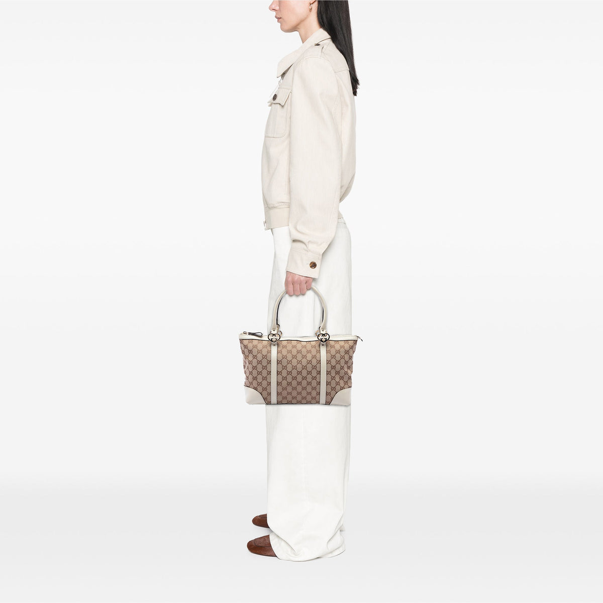 Gucci GG Canvas Lovely Tote — Beige