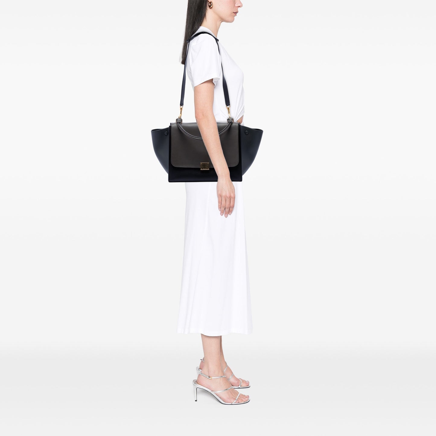 Celine Medium Tricolor Leather Trapeze Satchel