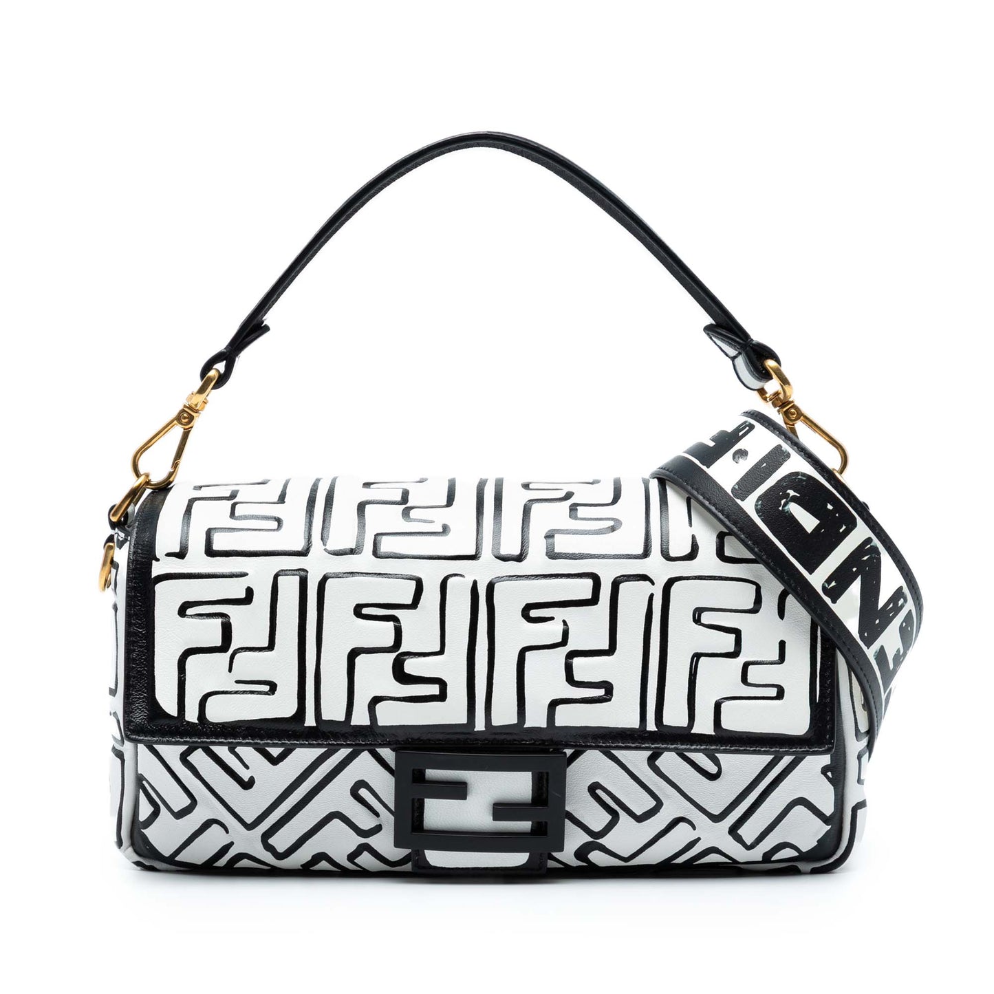 Fendi Joshua Vides California Sky Medium Embossed Leather Baguette Satchel