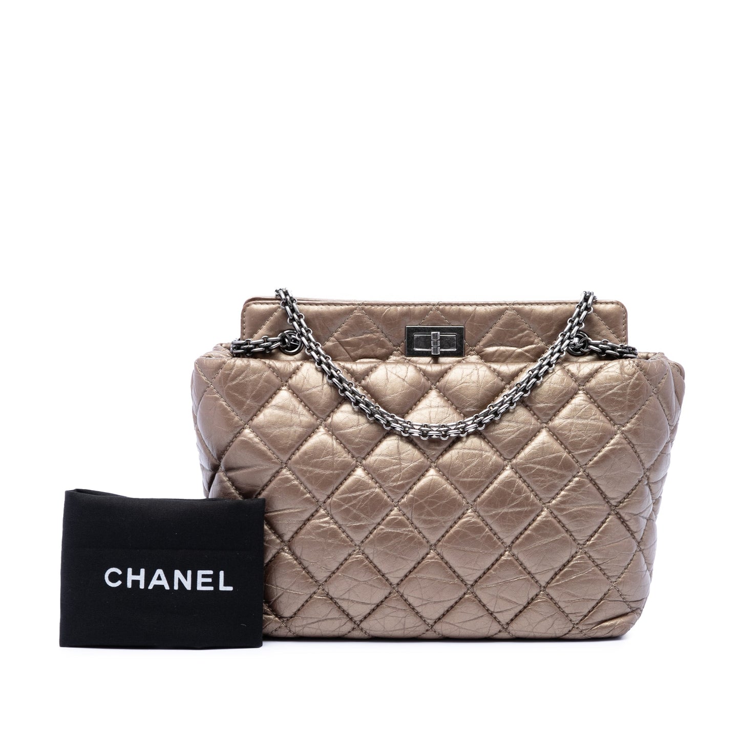 Chanel Quilted Metallic Aged Calfskin Reissue 2.55 Tote