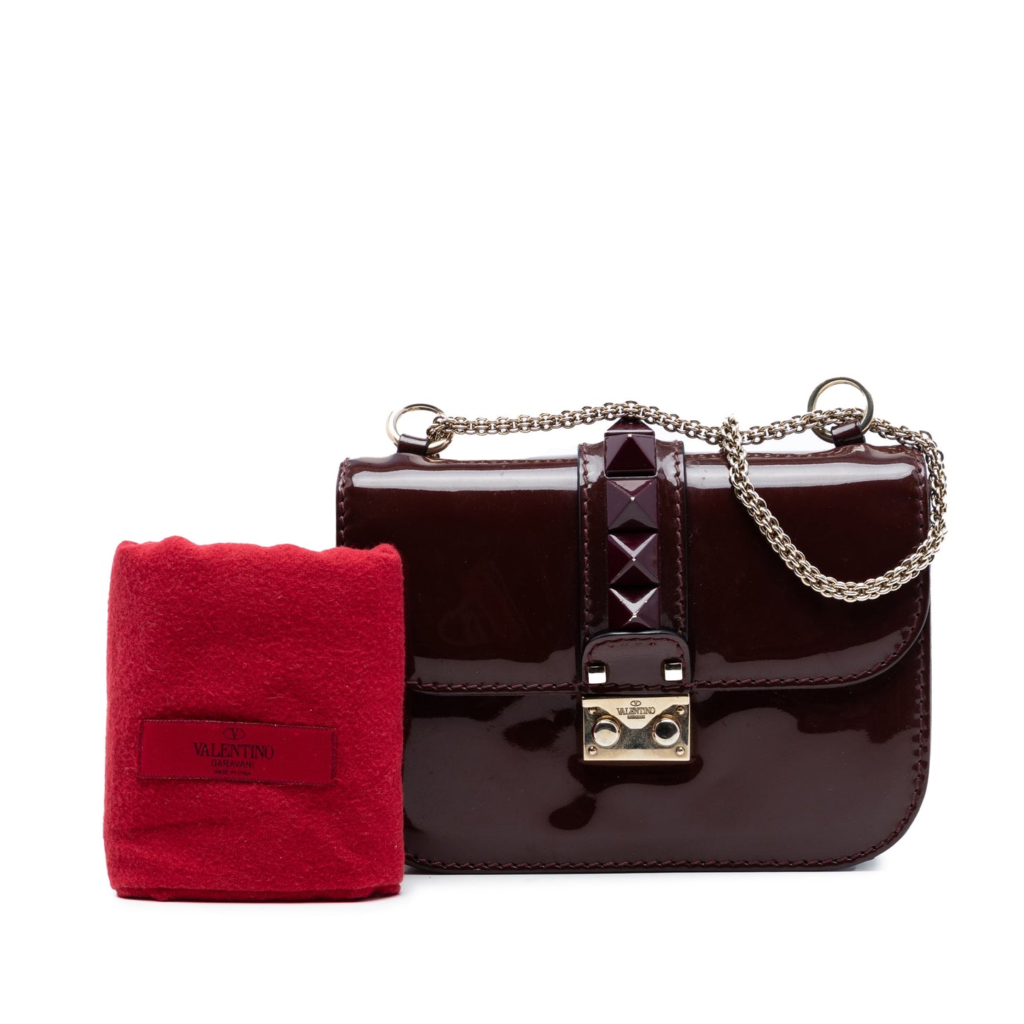 Valentino Small Patent Rockstud Glam Lock Crossbody