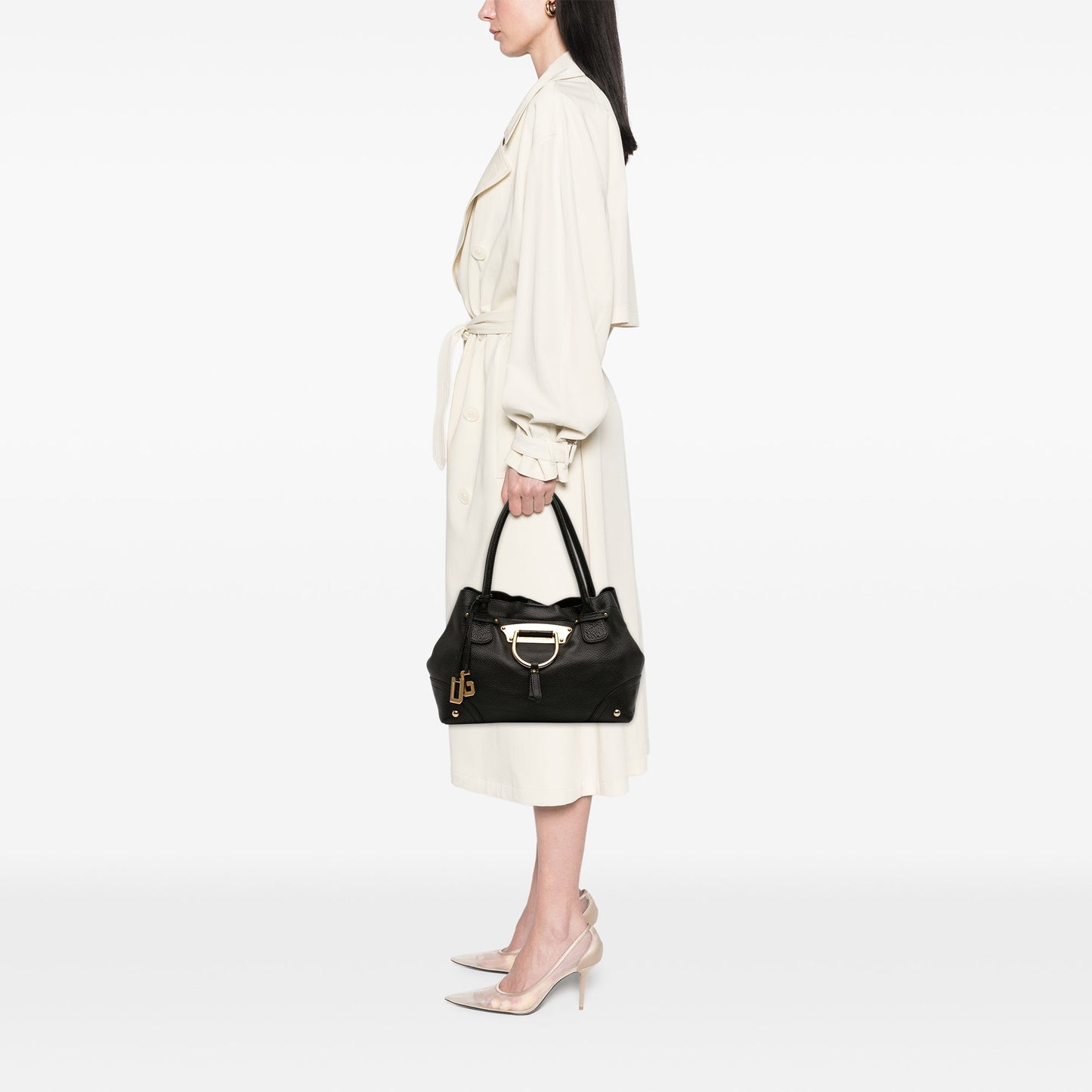 Dolce & Gabbana Pebbled Leather D Ring Tote