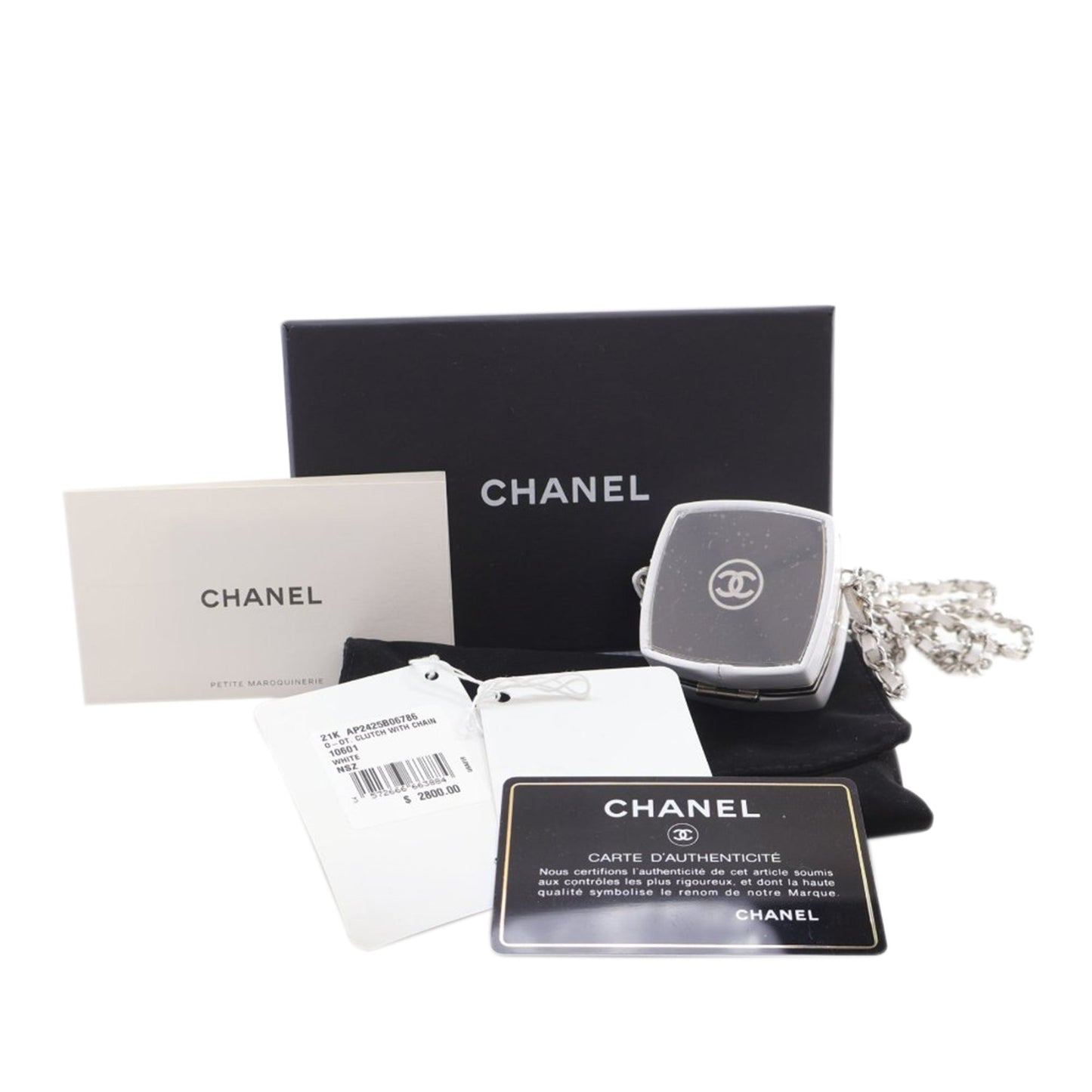 Chanel Patent Goatskin Make-Up Box Clutch With Chain