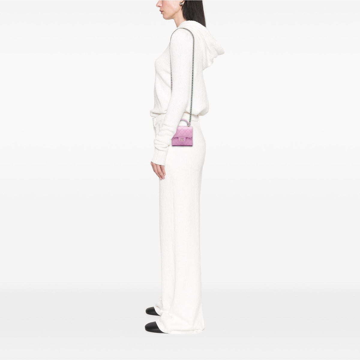Chanel Mini CC Quilted Lambskin Top Handle Clutch with Chain