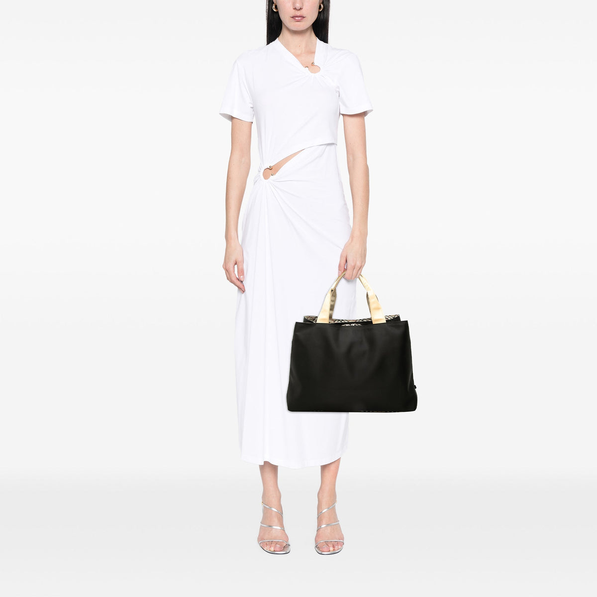 Burberry Nova Check Trimmed Nylon Tote — Black