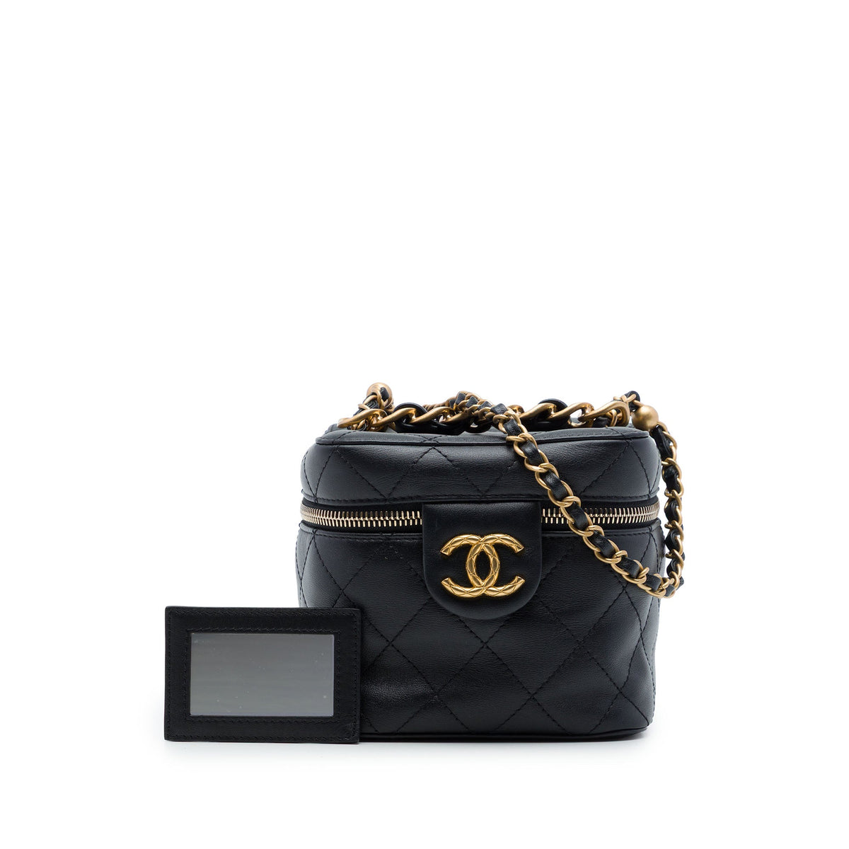 Chanel Small Quilted Calfskin Chain Bar Vanity Case with Chain