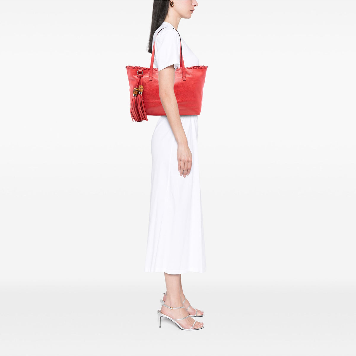 Gucci Leather Bamboo Tassel Tote