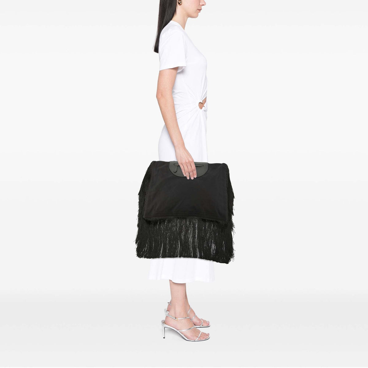 Burberry Canvas Olympia Fringe Clutch