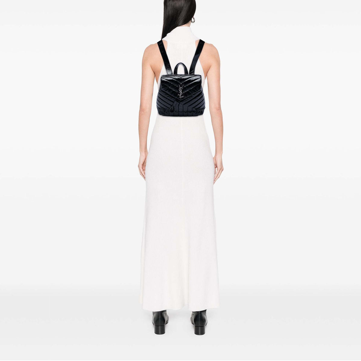 Saint Laurent Small Matelasse Patent Monogram LouLou Backpack