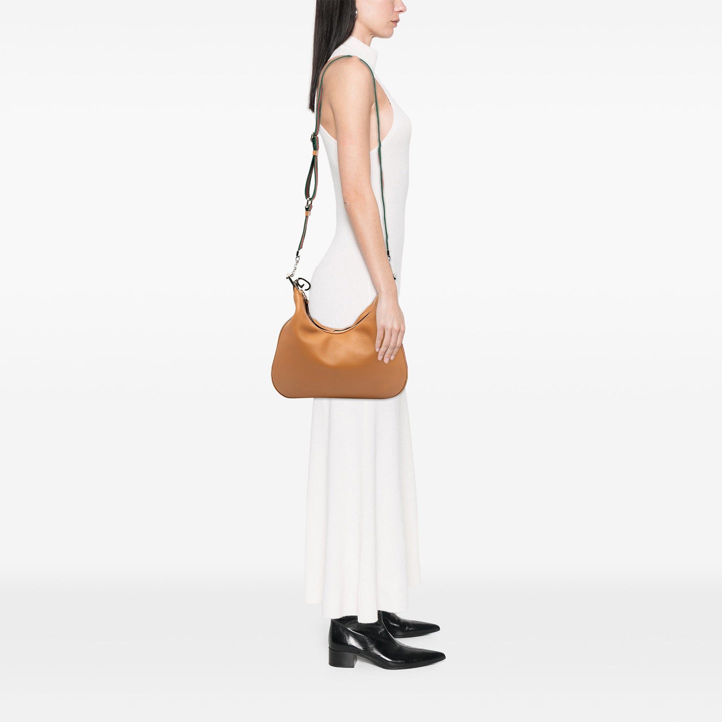 Gucci Medium Leather Web Attache Crossbody
