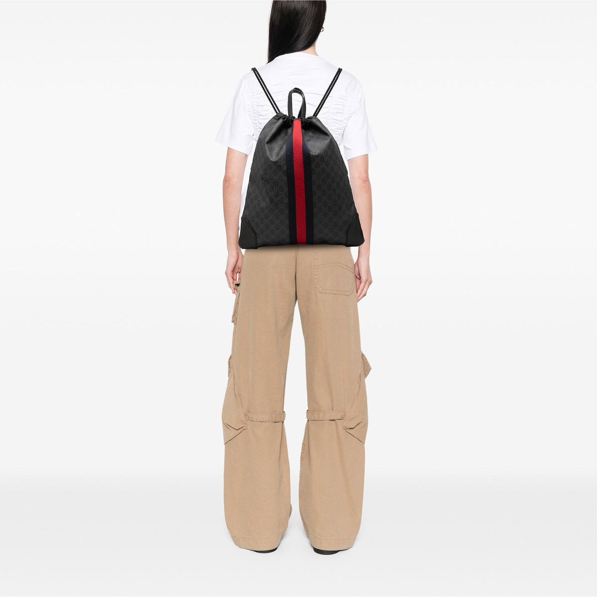 Gucci GG Supreme Web Drawstring Backpack