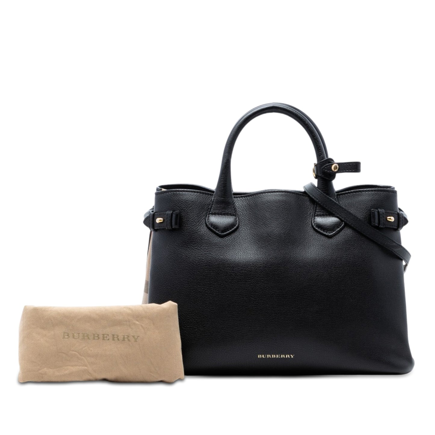 Burberry Medium Leather and House Check Banner Satchel
