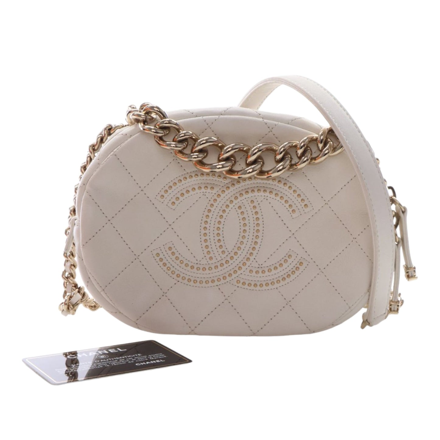 Chanel CC Quilted Studded Lambskin Round Camera Bag