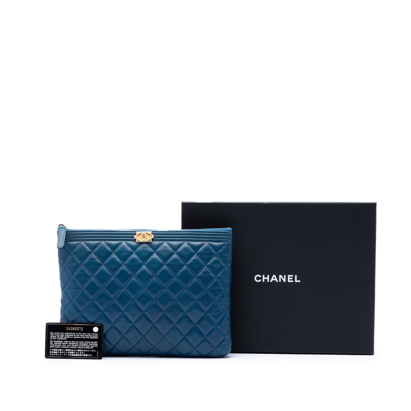 Chanel Medium Quilted Caviar Boy O Case Clutch
