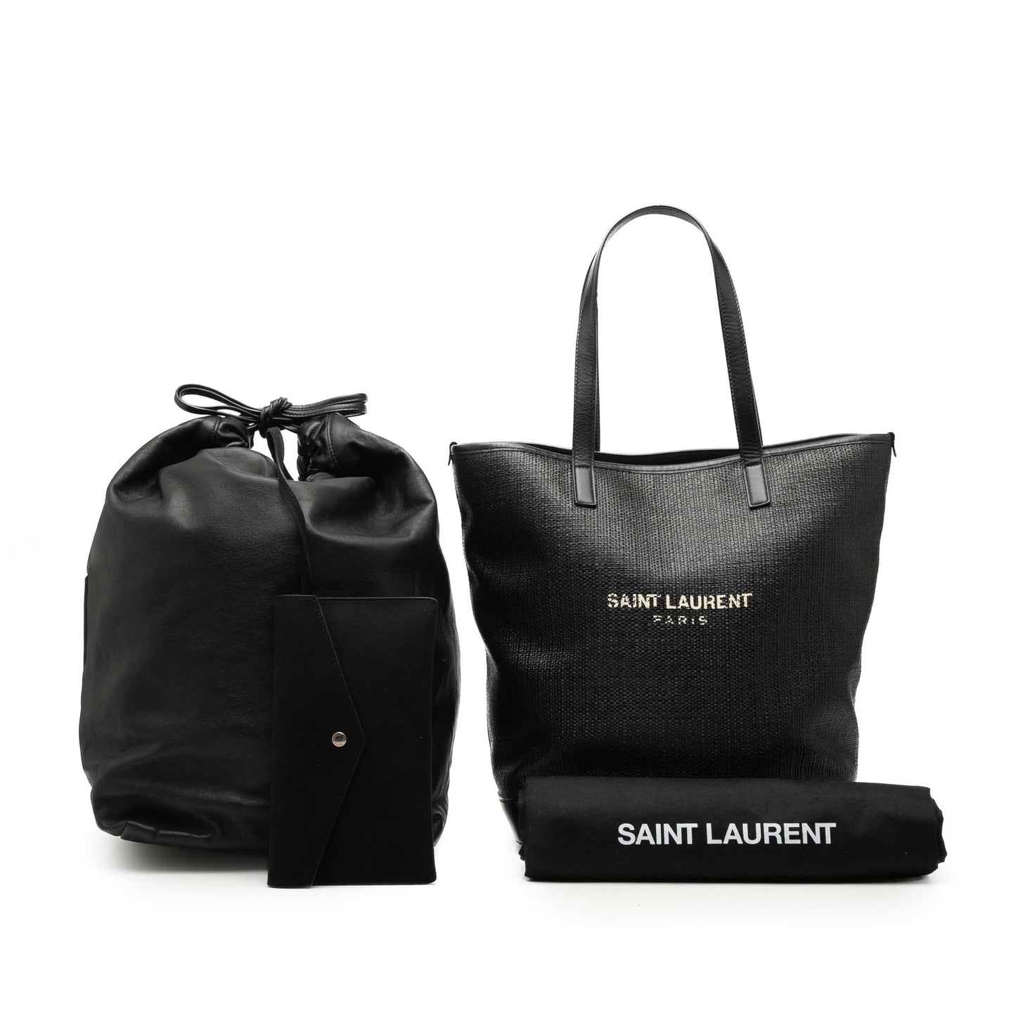 Saint Laurent Raffia Teddy Shopping Tote