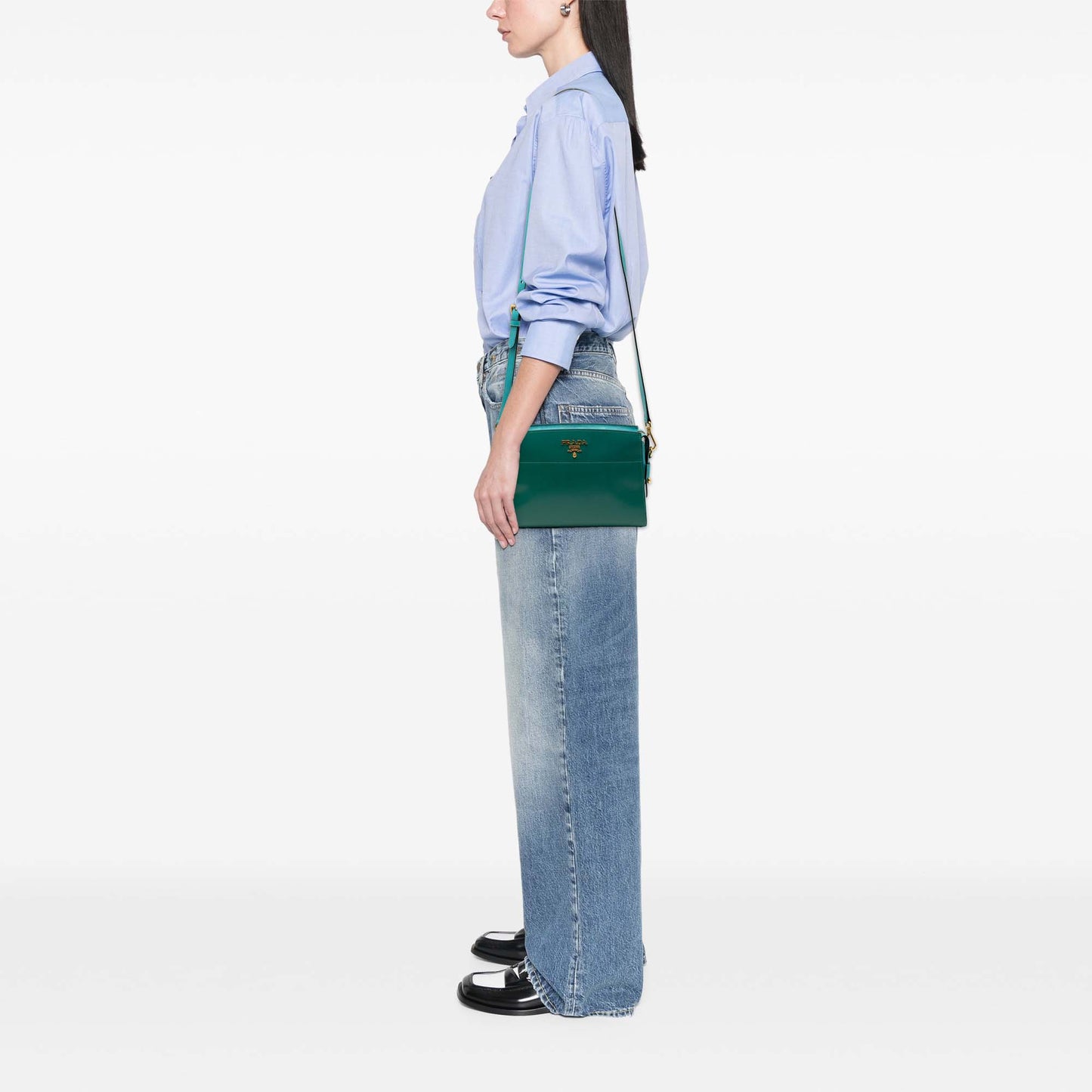 Prada Bicolor Saffiano Vernice Esplanade Crossbody