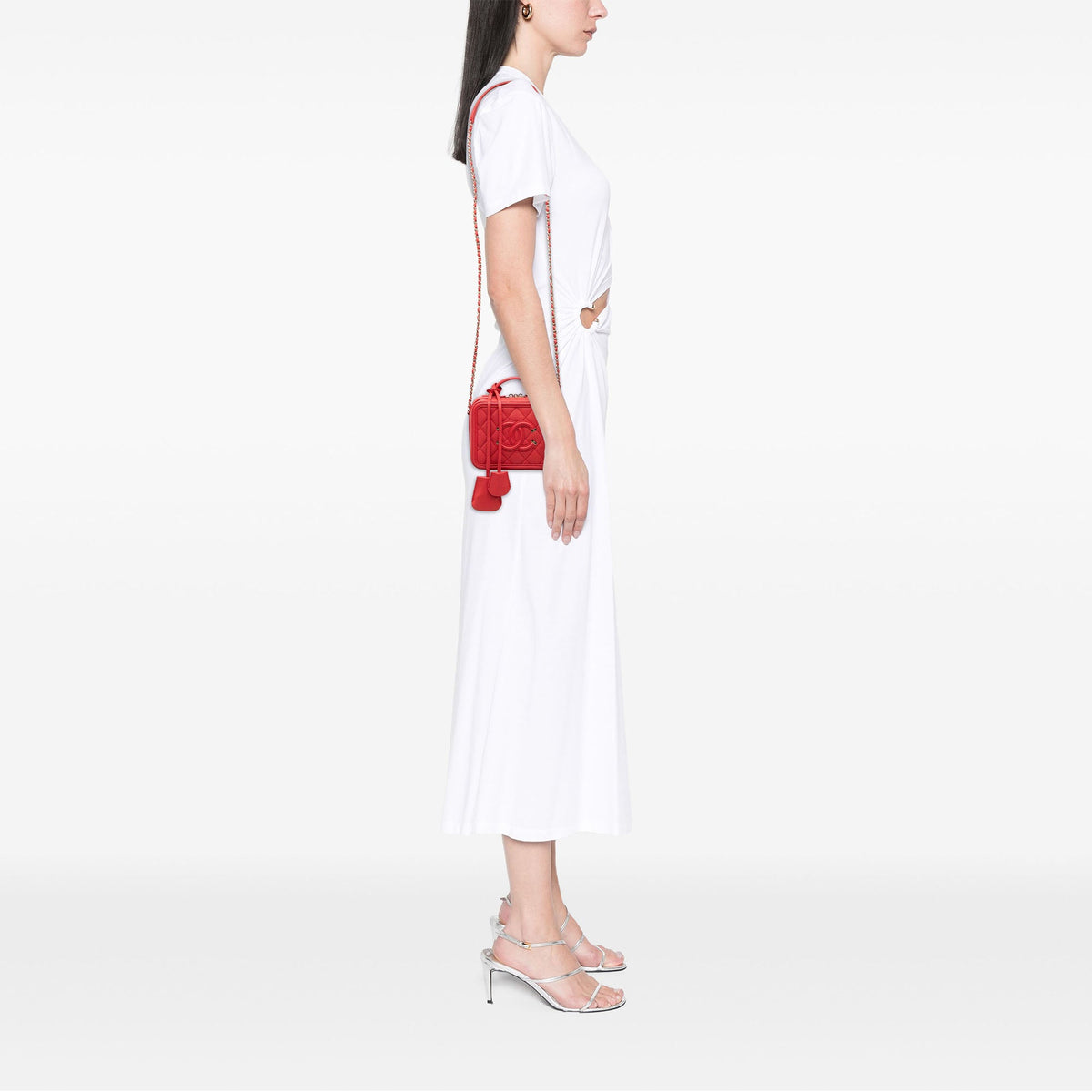 Chanel Small Caviar CC Filigree Vanity Case — Red