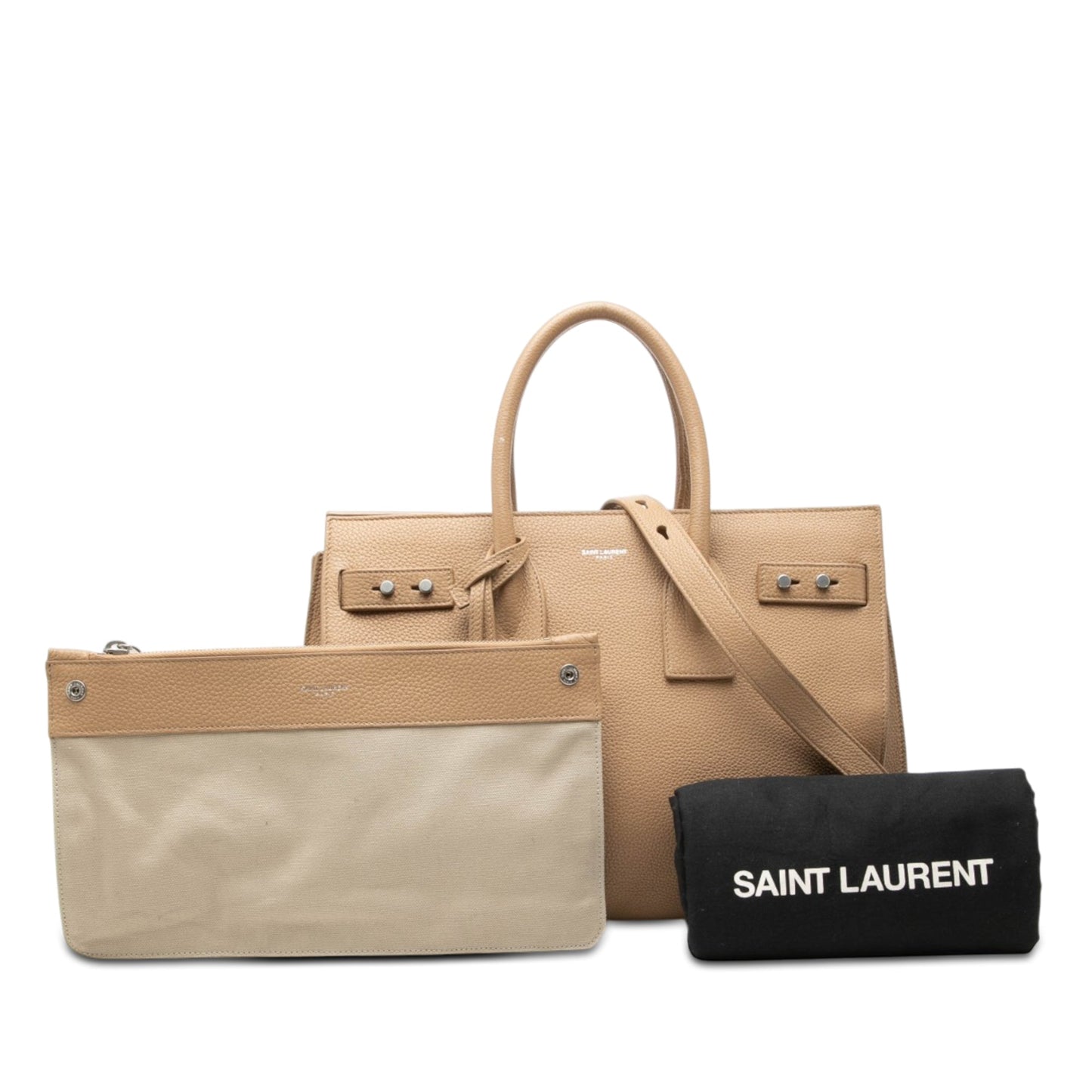 Saint Laurent Small Grained Calfskin Supple Sac De Jour Satchel
