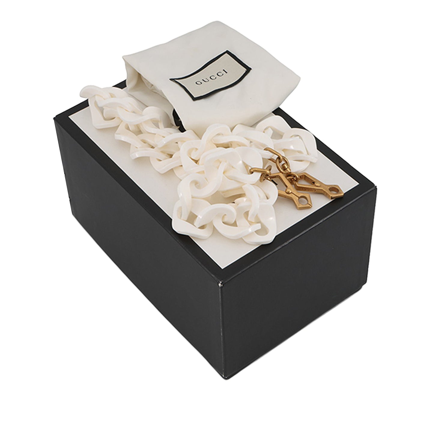 Gucci Acrylic Crystal Cat Face Box Clutch On Chain