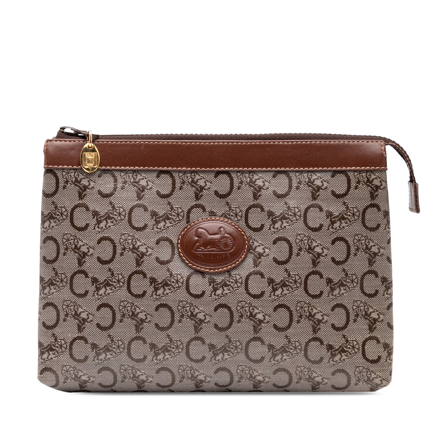 Celine C Carriage Coated Canvas Clutch