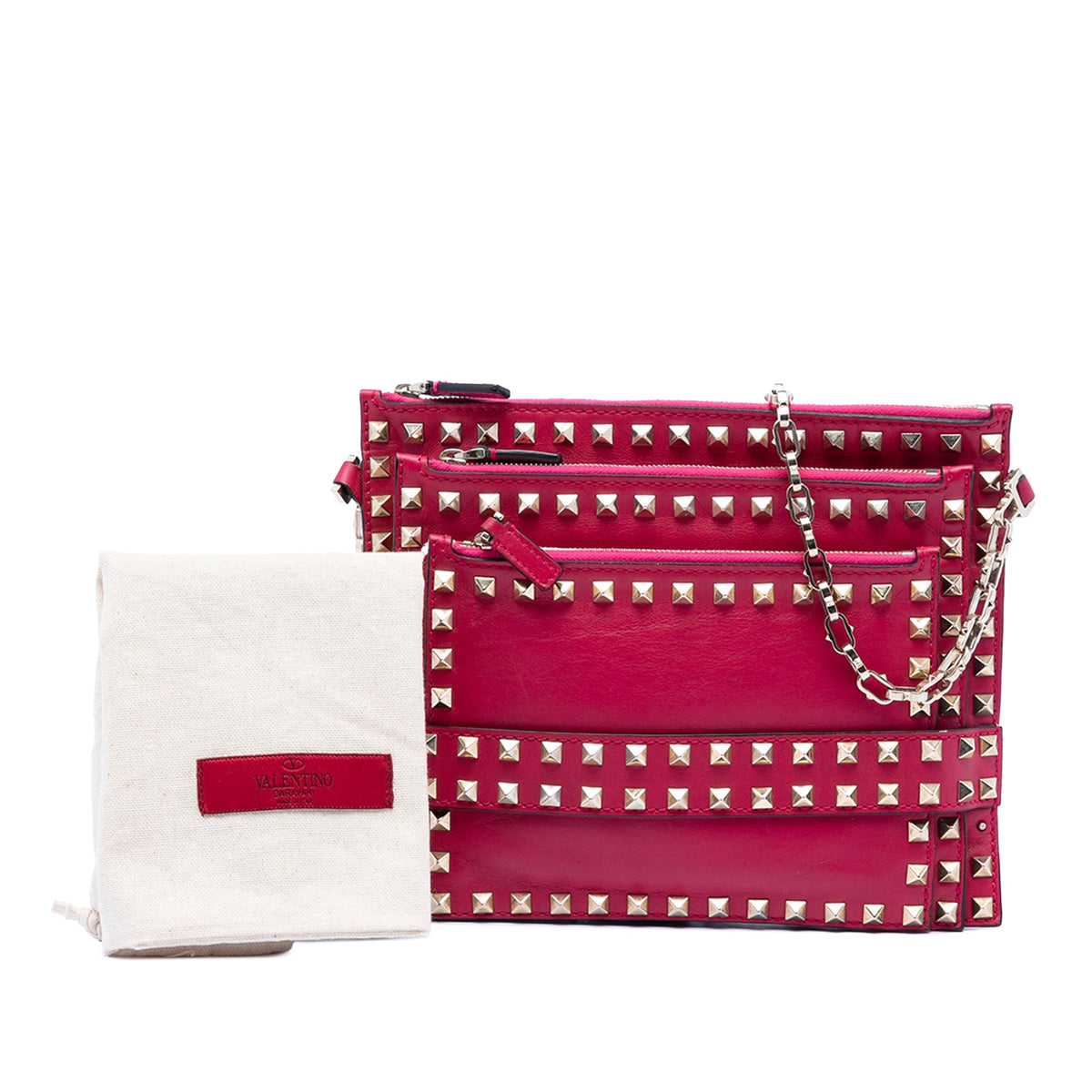 Valentino Leather Rockstud Triple Zip Crossbody