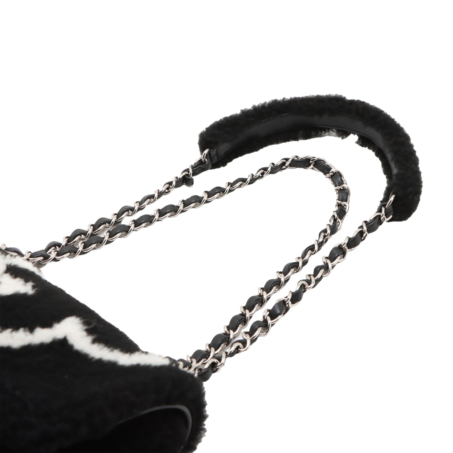 Chanel Shearling Camellia Pearl Embellished Flap