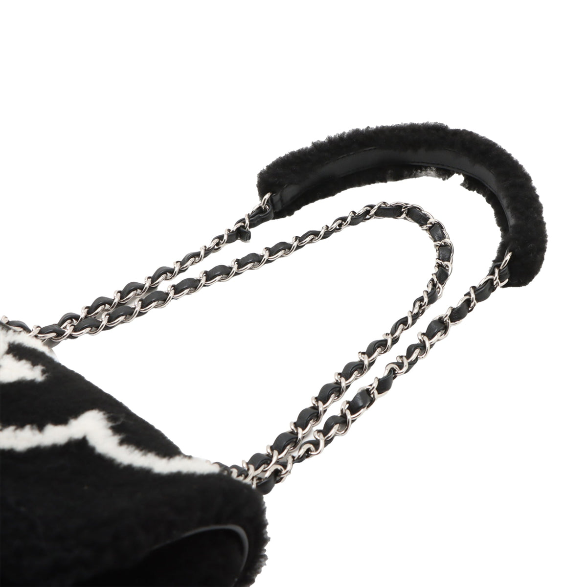 Chanel Shearling Camellia Pearl Embellished Flap