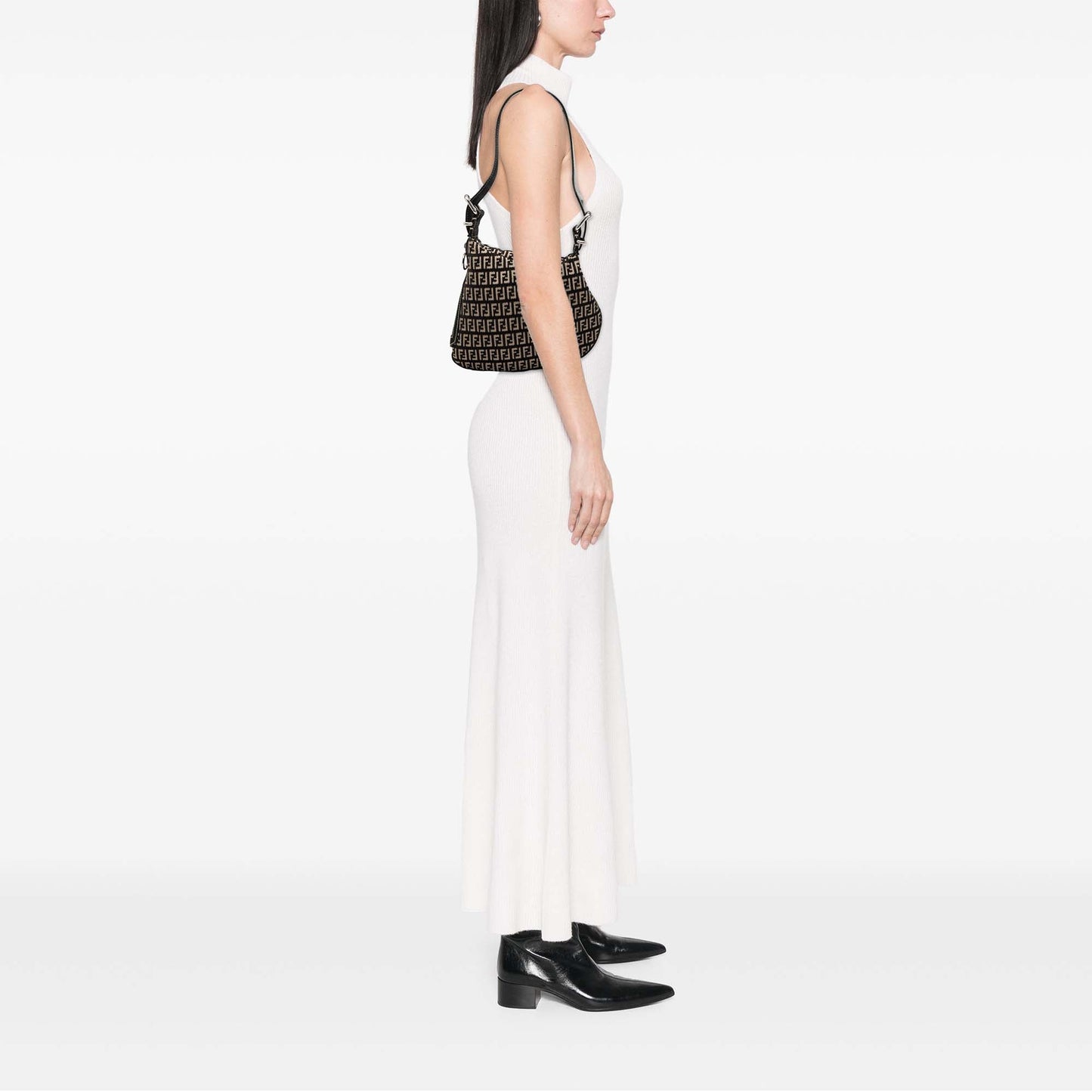 Fendi Zucchino Canvas Oyster Shoulder Bag