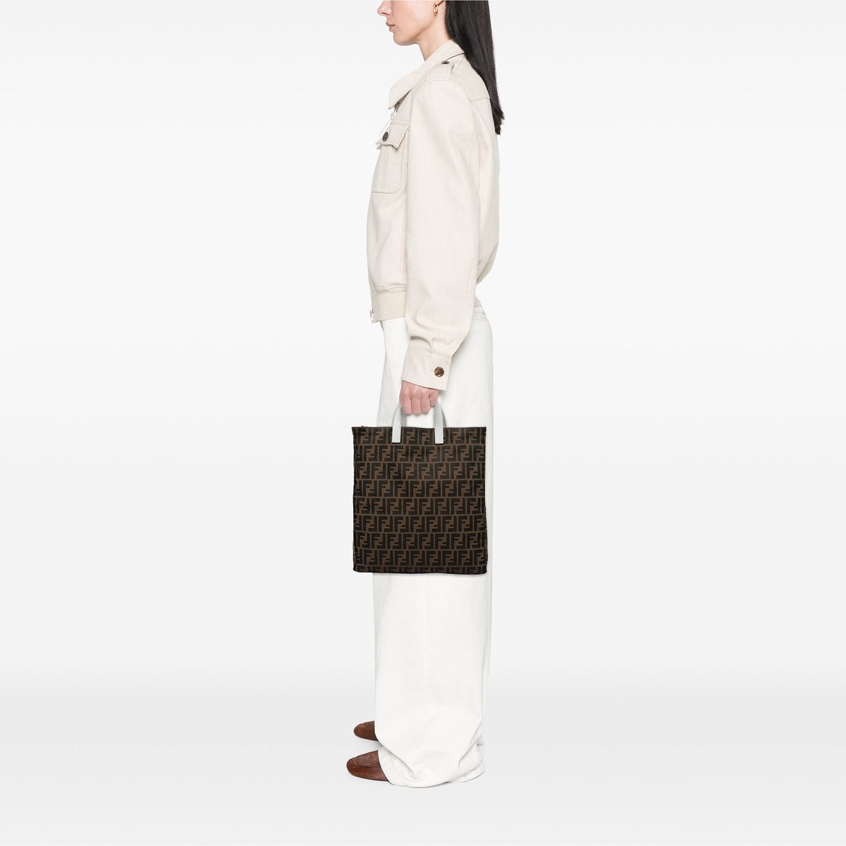 Fendi Zucca Canvas Shopping Tote — Brown