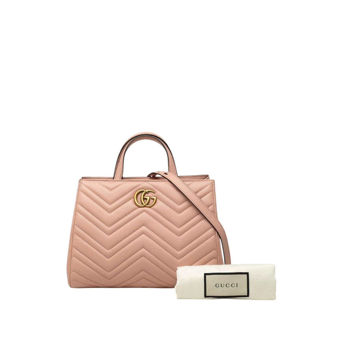 Gucci Small GG Marmont Matelasse Calfskin Satchel — Pink