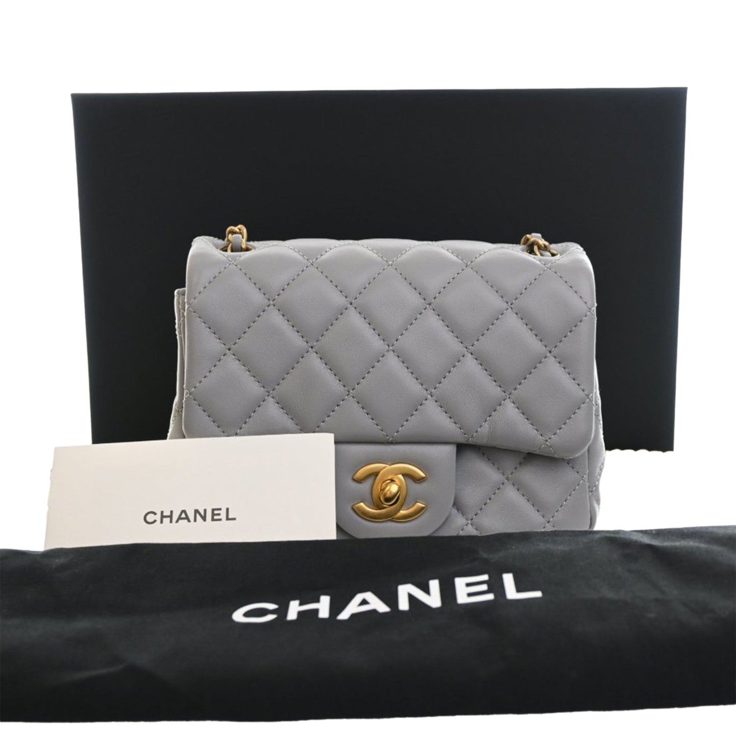 Chanel Mini Square Classic Lambskin Pearl Crush Single Flap