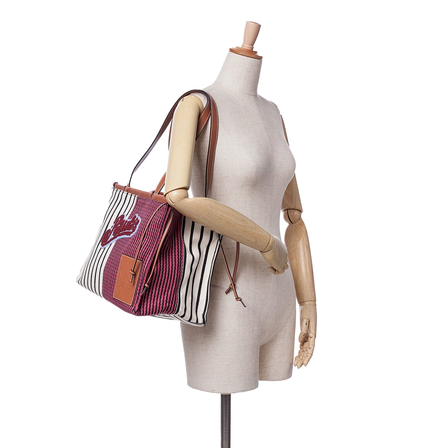 LOEWE Paulas Ibiza Large Canvas Stripes Cushion Tote